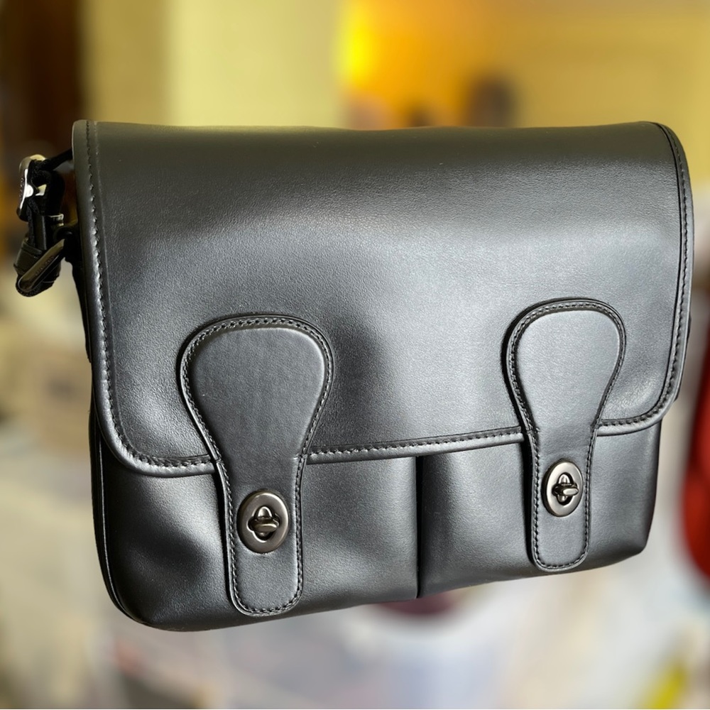 NWT Coach Heritage Map Bag in Black Leather - Style No. C2906